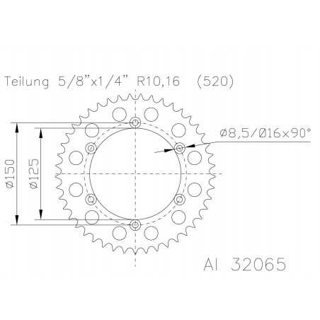 ESJOT Corona plato transmision aluminio negro 51-32065-38 dientes 41915