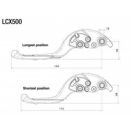 RIZOMA Manetas de embrague ajustable PLUS LCX500
