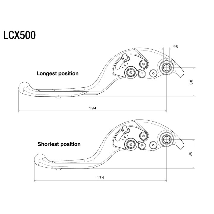 RIZOMA Manetas de embrague ajustable PLUS LCX500