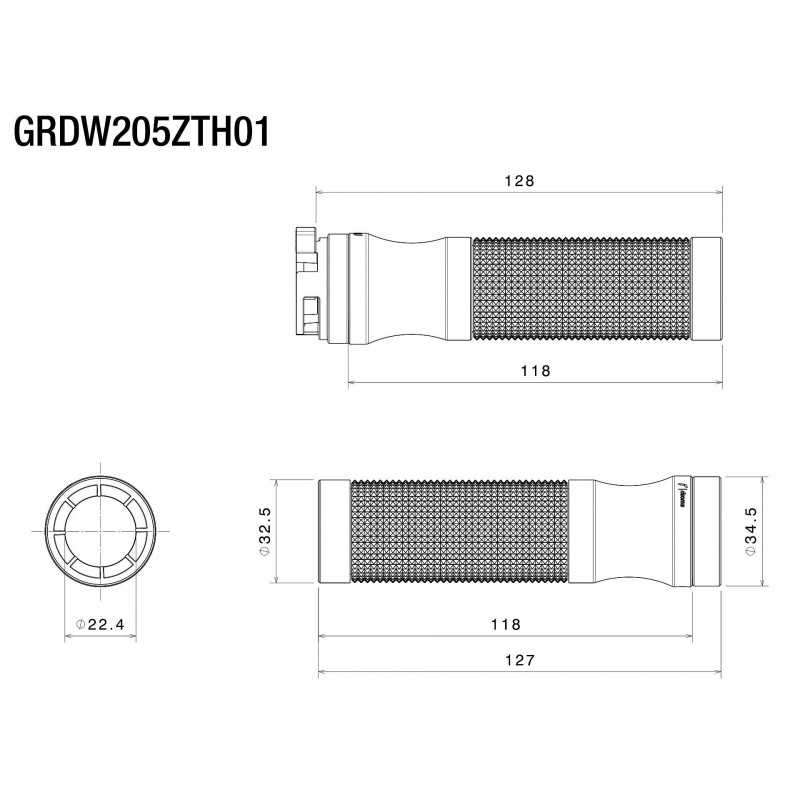 RIZOMA ALUMINUM GRIPS RIDE BY WIRE SPORT Ø 22 mm GRDW205ZTH01