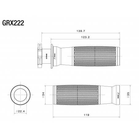 RIZOMA Puños aluminio RIDE BY WIRE URLO Ø 22 mm GRX222