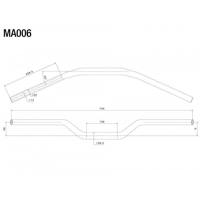 RIZOMA CONED HANDLEBAR OF A VARIABLE DIAMETRE Ø 22-29mm MA006