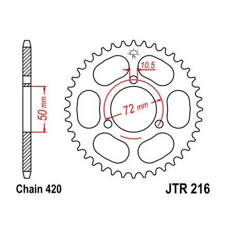 JT SPROCKETS Corona plato transmision acero 43 dientes 216 R21643