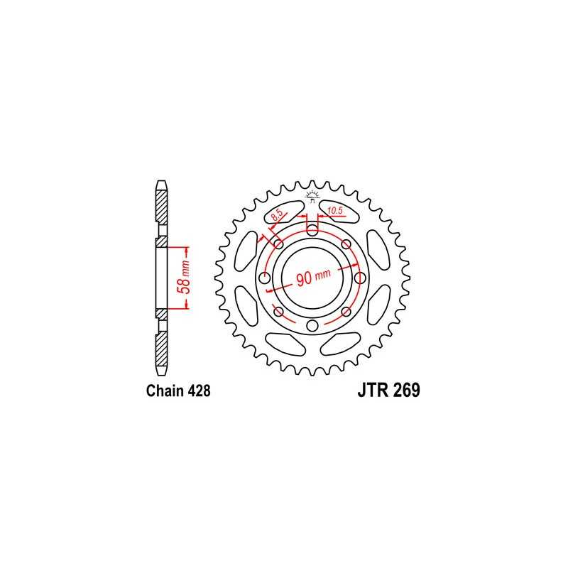 JT SPROCKETS Corona plato transmision acero 45 dientes 269 R26945