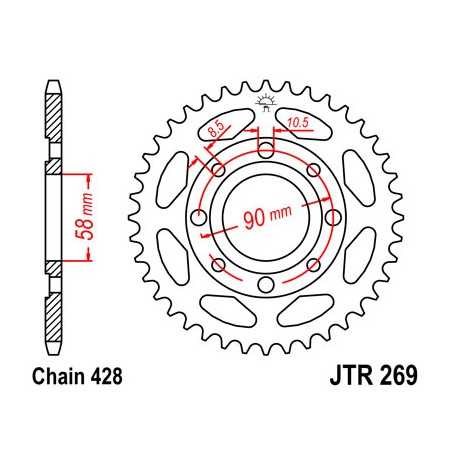 Rear sprocket plate steel transmission 45 teeth  269