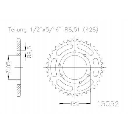 Ring, transmission, rear, steel 50-15052 54 dientes