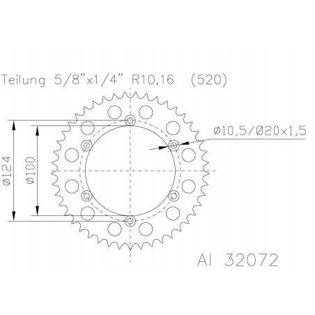 Ring, transmission, rear, steel 50-32072 42 dientes