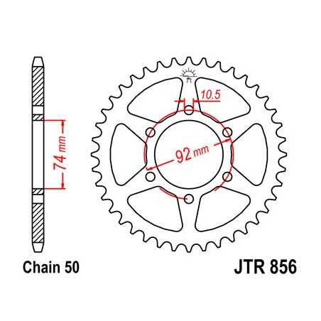 JT SPROCKETS Corona plato transmision trasero acero 44 dientes R856 R85644
