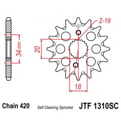 JT SPROCKETS Piñon acero autolimpiable 1310SC a14t F1310SC14