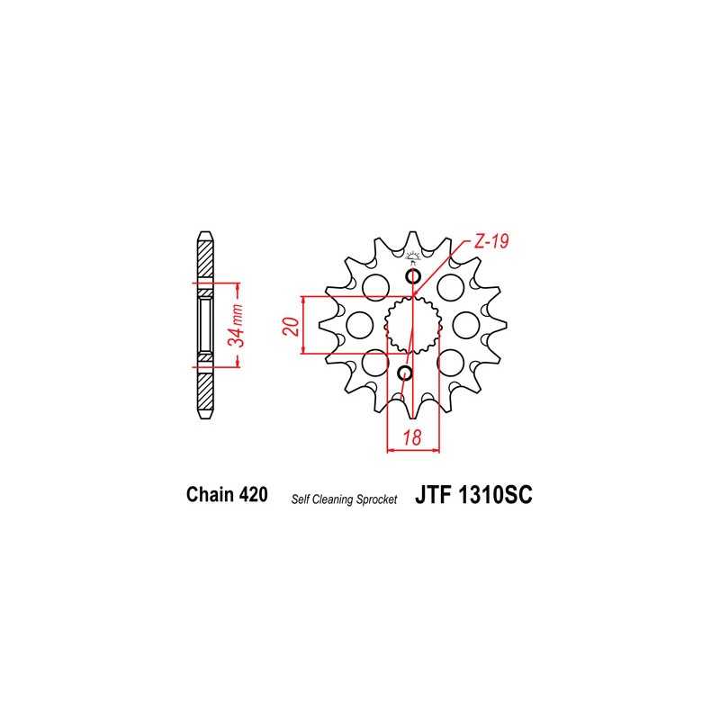 JT SPROCKETS Piñon acero autolimpiable 1310SC a14t F1310SC14