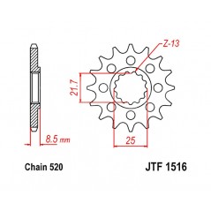 JT SPROCKETS Piñon acero F1516 16t F151616