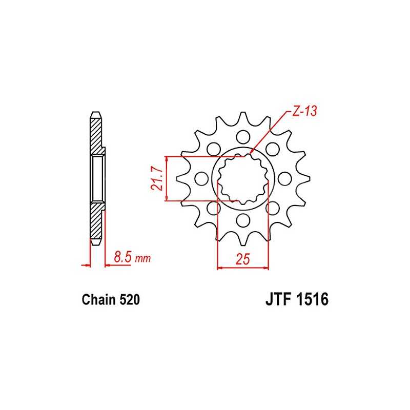 JT SPROCKETS Piñon acero F1516 17t F151617