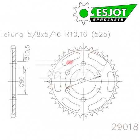 Steel sproket 50-29018 15 dientes