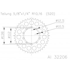 ESJOT Corona de aluminio para transmisión trasera motocicleta - 41 dientes 48688