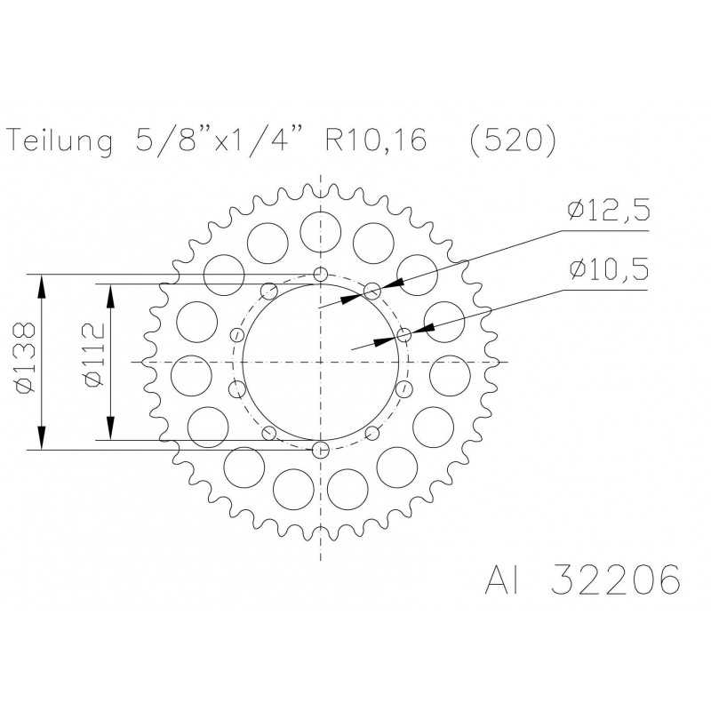 ESJOT Corona de aluminio para transmisión trasera motocicleta - 41 dientes 48688