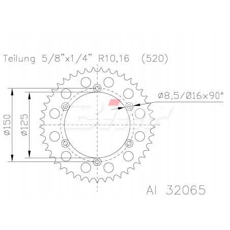 Ring, transmission, rear, aluminum 51-32065AO 52 dientes naranja anodizado