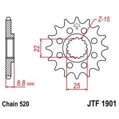 JT SPROCKETS Piñon acero 1901 12t F190112