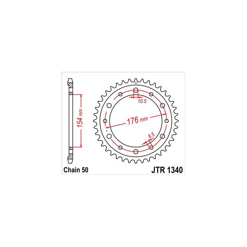 JT SPROCKETS Corona 1340 de zinc negro 43 dientes R134043ZBK