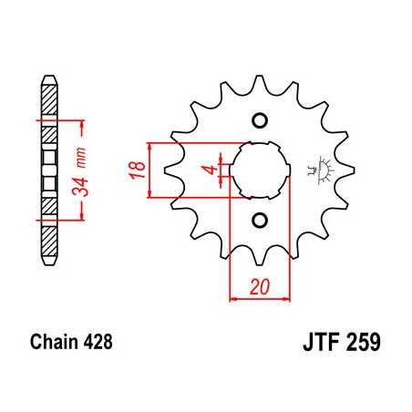 JT SPROCKETS Piñon 259 steel 13 dientes F25913