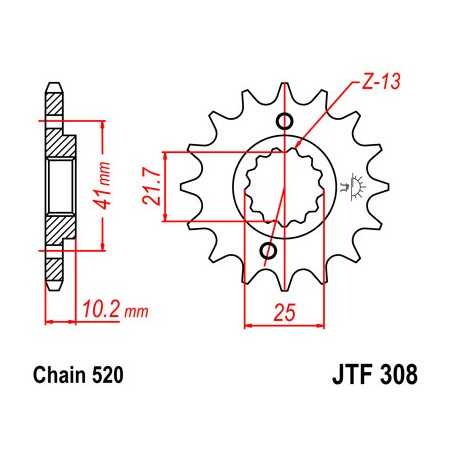 JT SPROCKETS Piñon goma 308 steel 15 dientes F30815RB