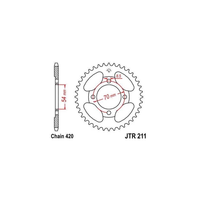 JT SPROCKETS Corona 211 steel 42 dientes R21142