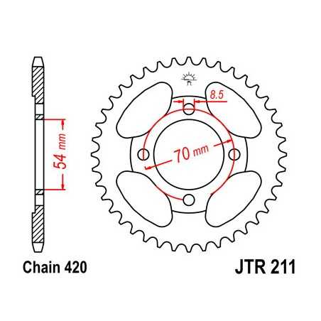 JT SPROCKETS Corona 211 steel 42 dientes R21142