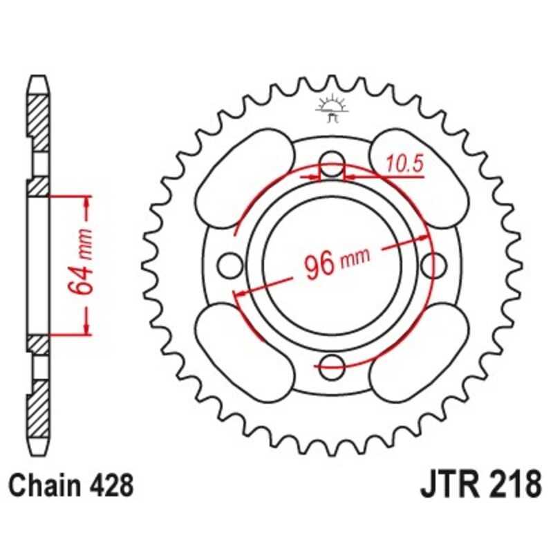 JT SPROCKETS Corona plato trasmision de acero 44 4080002740