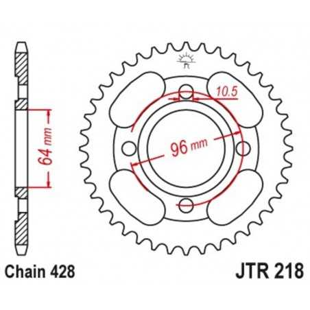JT SPROCKETS Corona plato trasmision de acero 44 4080002740