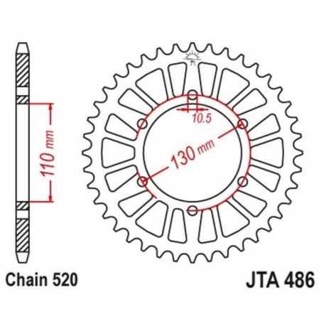 JT SPROCKETS Corona plato trasmision de aluminio 46 486 4090004046
