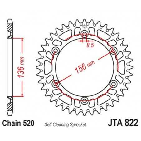 JT SPROCKETS Corona plato trasmision de aluminio 51 822 4090020251