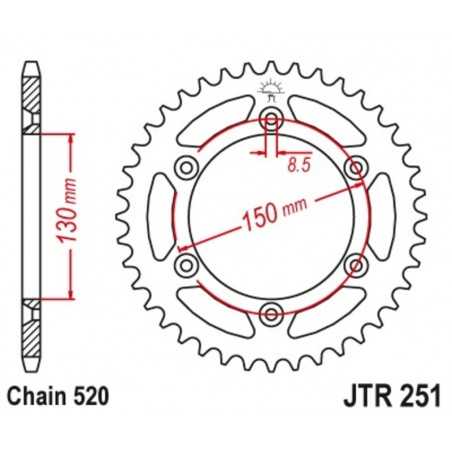 JT SPROCKETS Corona plato trasmision de acero autolimpiable 51 251 520 4090007650
