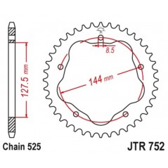 JT SPROCKETS Corona plato trasmision de acero autolimpiable 43 752 525 4090008243