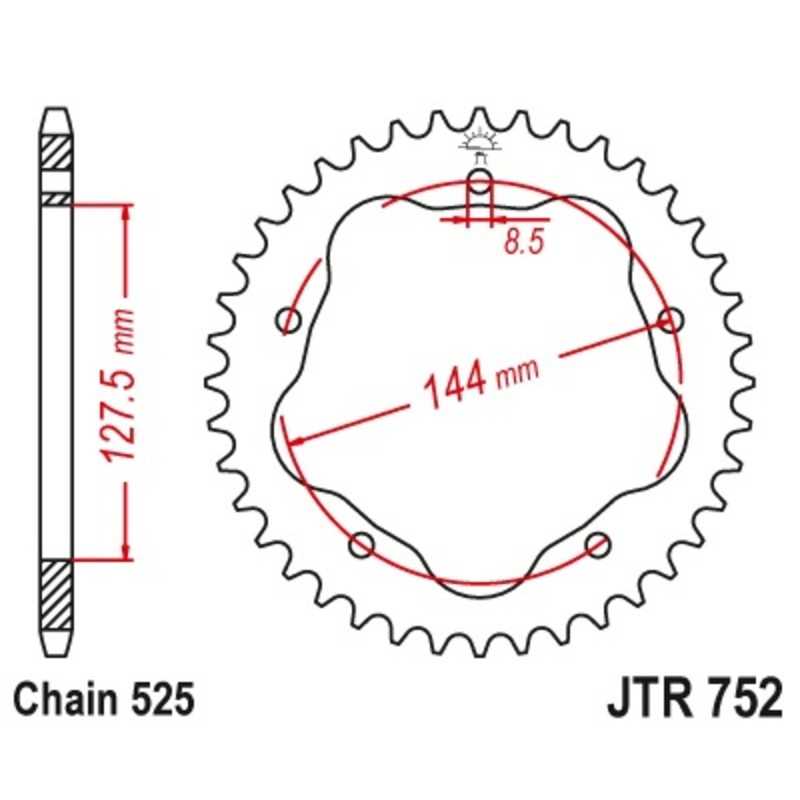 JT SPROCKETS Corona plato trasmision de acero autolimpiable 43 752 525 4090008243