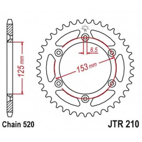 JT SPROCKETS Corona plato trasmision de acero autolimpiable 53 210 520 4090007353