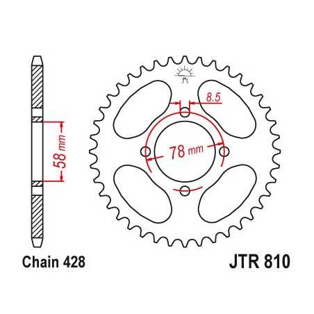 JT SPROCKETS Corona plato trasmision de acero 46 810 4090007446