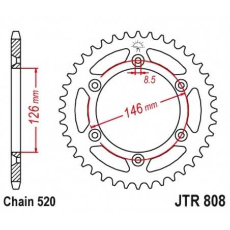 JT SPROCKETS Self-cleaning steel transmission plate crown 51 808 520 4090007851