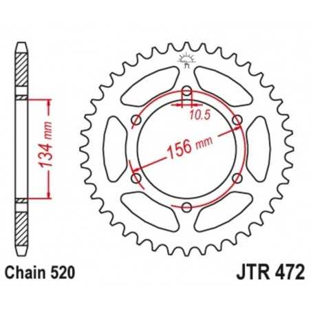JT SPROCKETS Corona plato trasmision de acero 48 472 4090018848