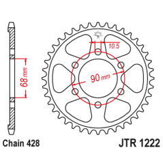 JT SPROCKETS Corona plato trasmision de acero 47 1222 4090020547