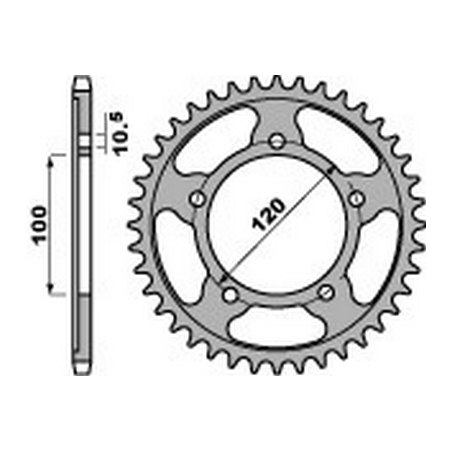 PBR Corona plato trasmision de acero estandar 44 4447 525 47002528