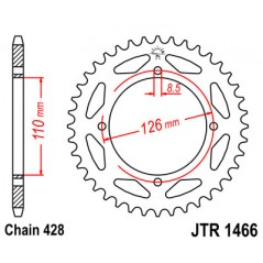 JT SPROCKETS Corona 1466 steel 44 dientes R146644
