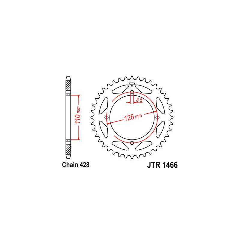 JT SPROCKETS Corona 1466 steel 44 dientes R146644