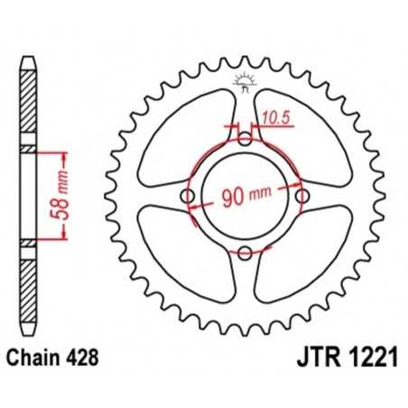 JT SPROCKETS Corona plato trasmision de acero 45 1221 47122145