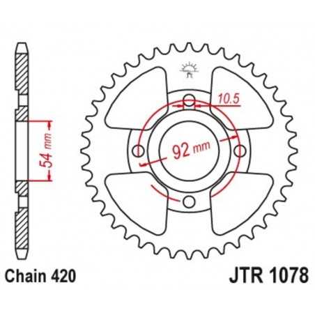 JT SPROCKETS Corona plato trasmision de acero 60 1078 R107860
