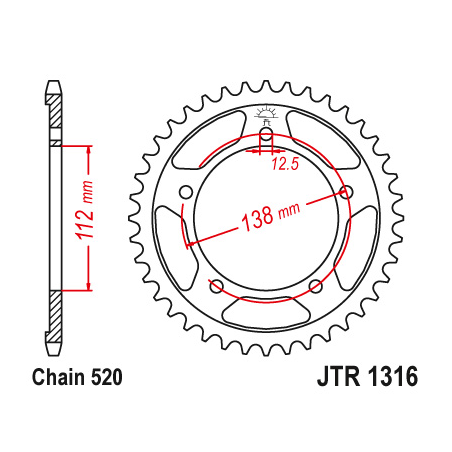 JT SPROCKETS Steel transmission plate crown 39 1316 R131639