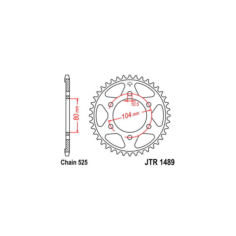 JT SPROCKETS Corona plato trasmision de acero 44 1489 R148944