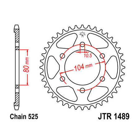 JT SPROCKETS Corona plato trasmision de acero 44 1489 R148944