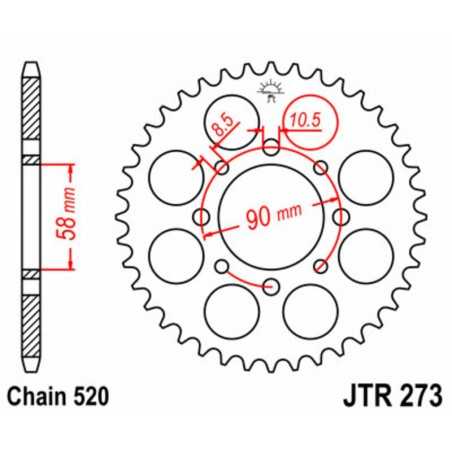 JT SPROCKETS Corona plato trasmision de acero 41 273 R27341