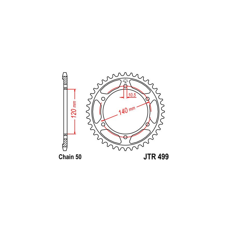 JT SPROCKETS Zinc transmission plate crown 40 499 R49940ZBK