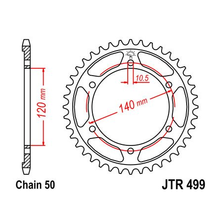 JT SPROCKETS Zinc transmission plate crown 40 499 R49940ZBK