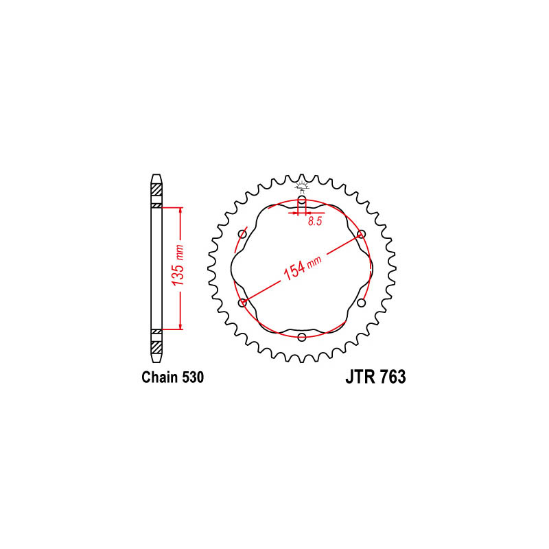 JT SPROCKETS Corona plato trasmision 40 763 R76340